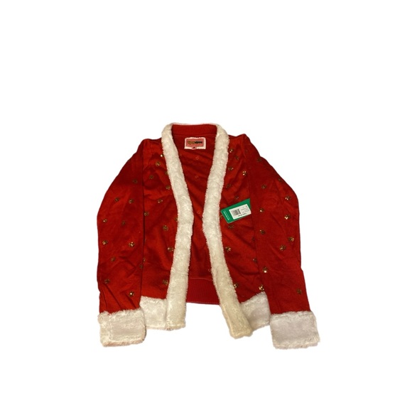 TipsyElves Women’s Mrs.Claus Cardigan Size M, Red with White Sherpa Trim NWT - Picture 1 of 6